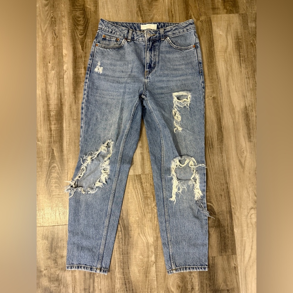 Topshop Light Blue Distressed Boyfriend Jeans